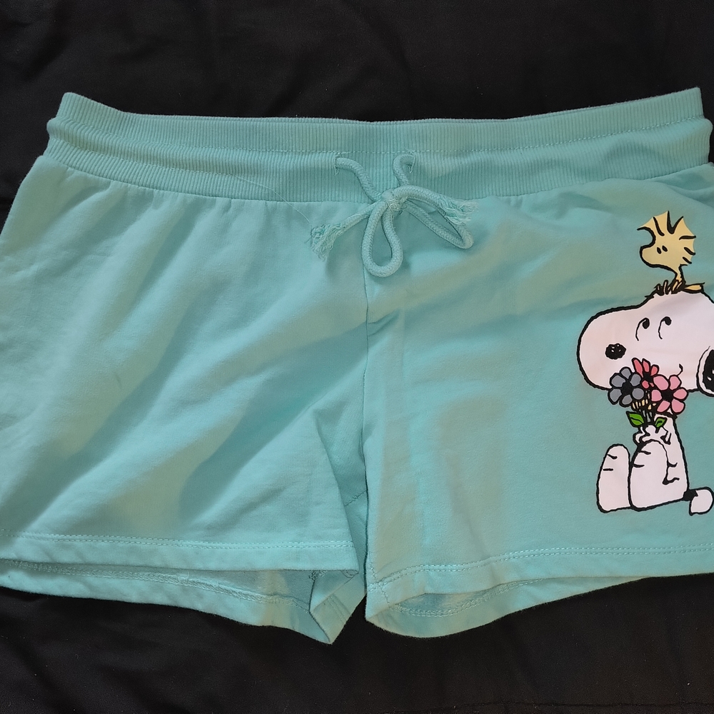 Women's Snoopy Pajama Shorts - Light Blue